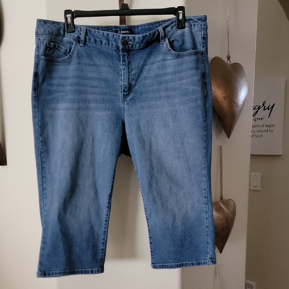 d. jeans Cropped Stretch Denim Jeans Blue Plus Size 20